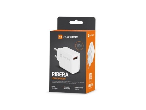 NATEC ŁADOWARKA SIECIOWA RIBERA USB-A 18W BIAŁA NUC-2057 NATEC NATEC ŁADOWARKA SIECIOWA RIBERA USB-A 18W BIAŁA NUC-2057 NATEC
