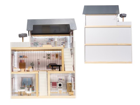 Domek dla lalek drewniany MDF mebelki 78cm czarny LED Kik Sp. z o. o. Sp. k. Domek dla lalek drewniany MDF mebelki 78cm czarny LED Kik Sp. z o. o. Sp. k.
