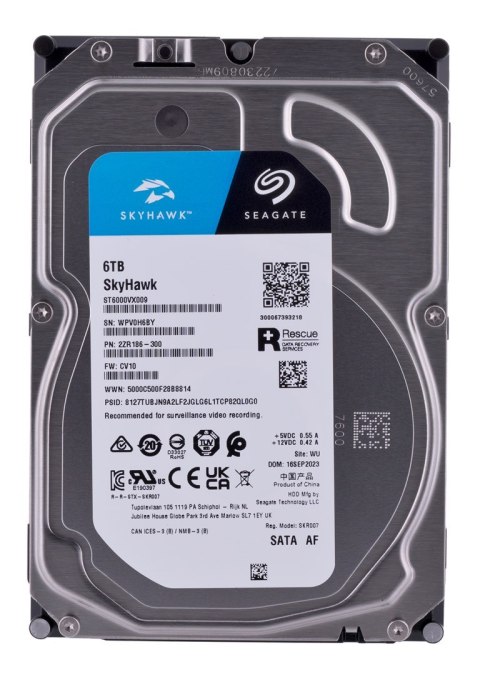 Dysk twardy HDD Seagate SkyHawk 6TB 3,5" SATA ST6000VX009 Seagate Dysk twardy HDD Seagate SkyHawk 6TB 3,5" SATA ST6000VX009 Seagate